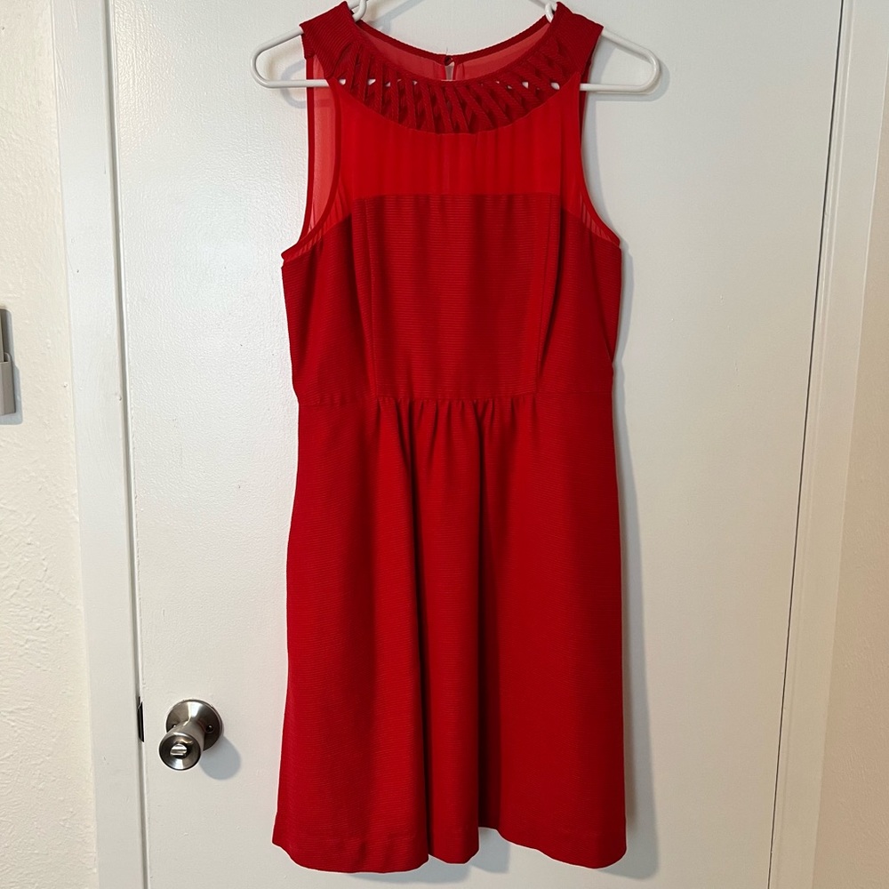 Maeve Anthropologie Red Lattice Dress